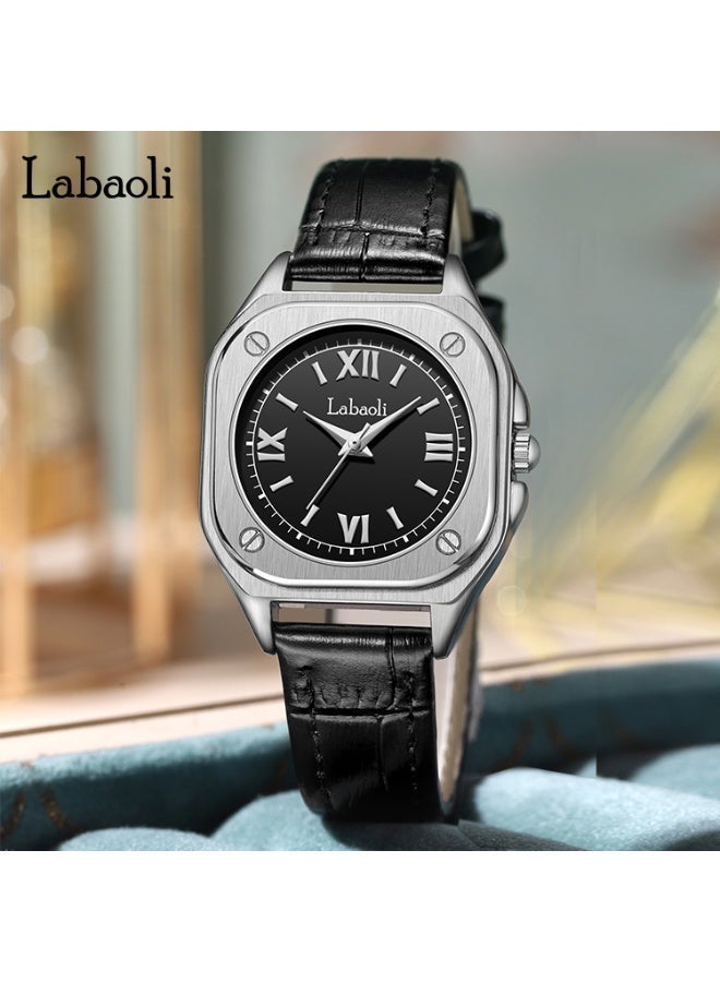 Labaoli 32mm Small-Square Genuine-Leather Quartz Watch, 9mm Slim, 3ATM Water Resistant, Ladies Vintage Gift - Image 4